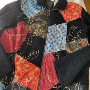 Vintage White Stag Tapestry Jacket Full Zip Dressy Medium Embroidered